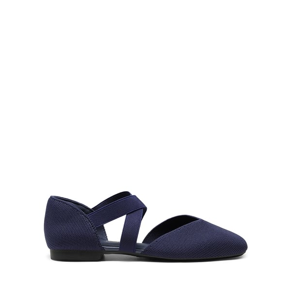 Sustainable Criss Cross Knit Ballet Flats - NAVY-ECO - 1