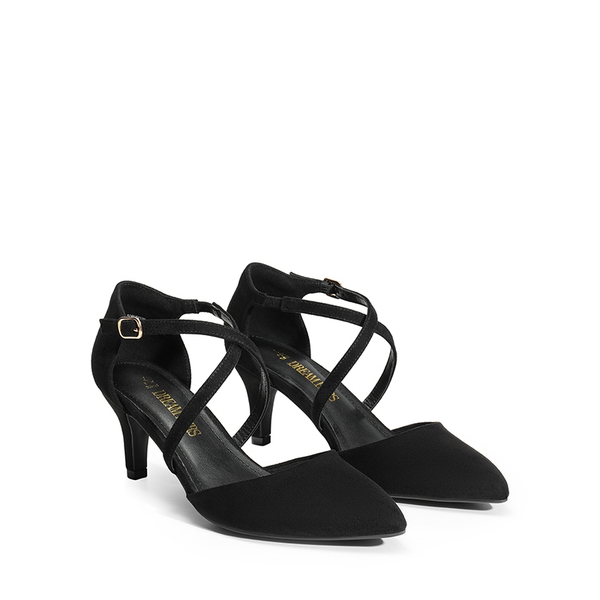 Pointed Toe Kitten Heel Dress Pumps - BLACK-SUEDE - 3