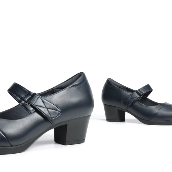Arch Support Block Mary Jane Pumps - NAVY - 3