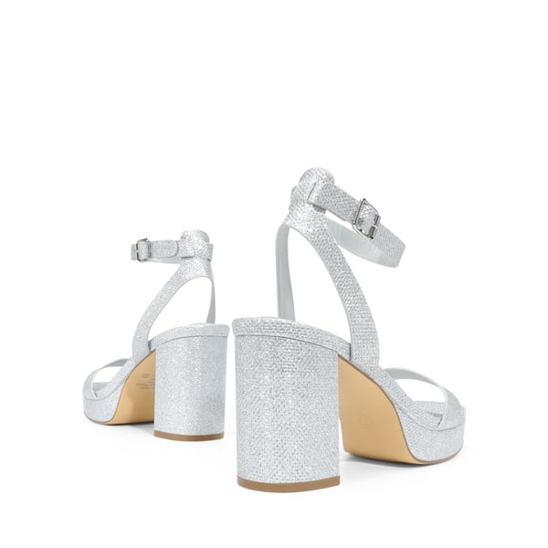Platform Ankle Strap Chunky Heel Sandals - SILVER-GLITTER - 2