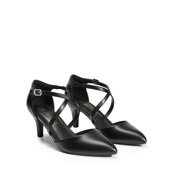Pointed Toe Kitten Heel Dress Pumps - BLACK-PU - 3