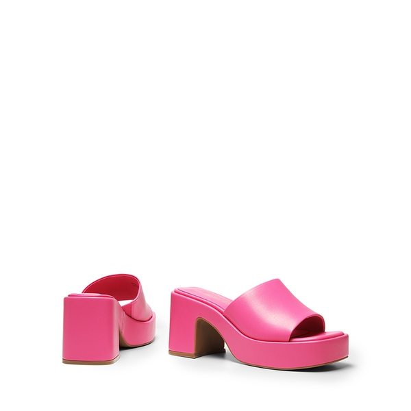 Slip On Chunky Platform Slide Sandals - HOT PINK-PU - 3
