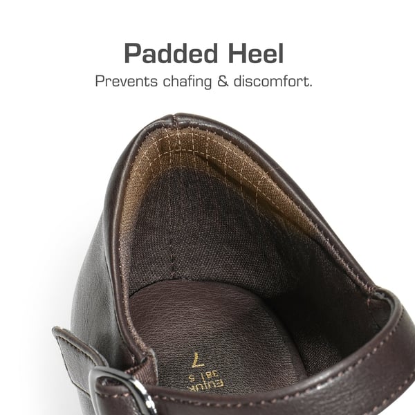 Comfortable Strap Low Block Heel Pumps - BROWN - 4