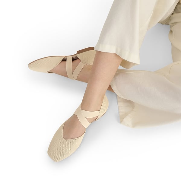 Sustainable Criss Cross Knit Ballet Flats - APRICOT-ECO - 6