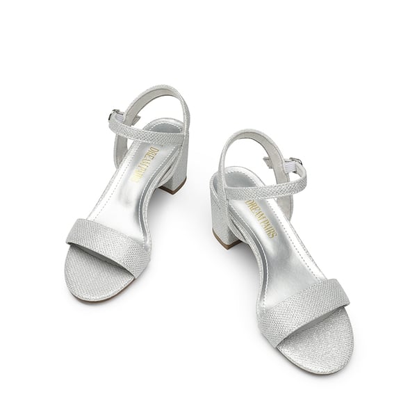 One Strap Open-Toe Chunky Sandals - SILVER-GLITTER - 3