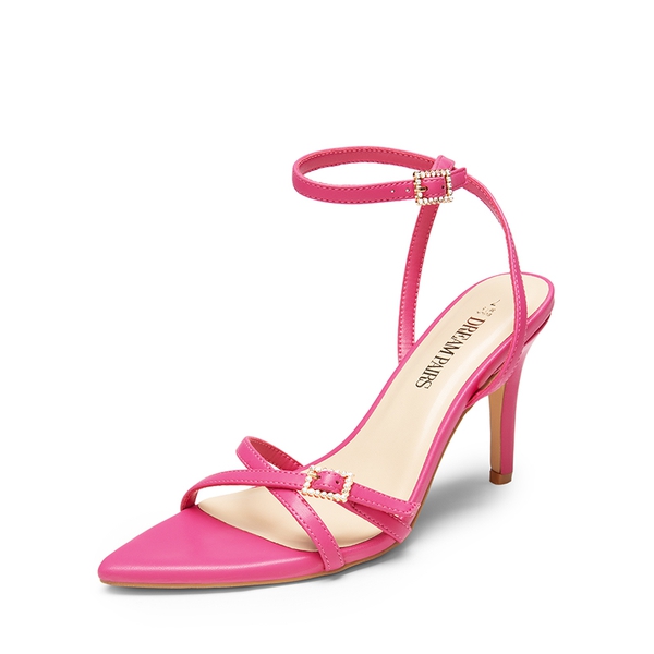 Criss-Cross Strap Stiletto Heel Sandals - HOT PINK-PU -  0