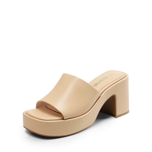 Slip On Chunky Platform Slide Sandals - NUDE-PU -  0