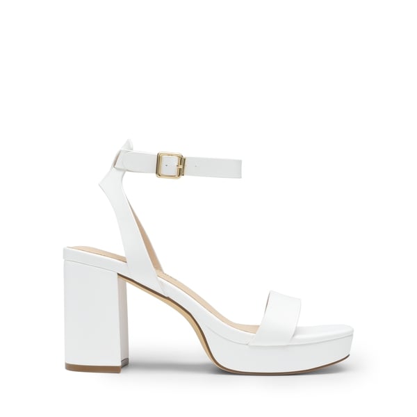 Platform Ankle Strap Chunky Heel Sandals - WHITE-PU - 1