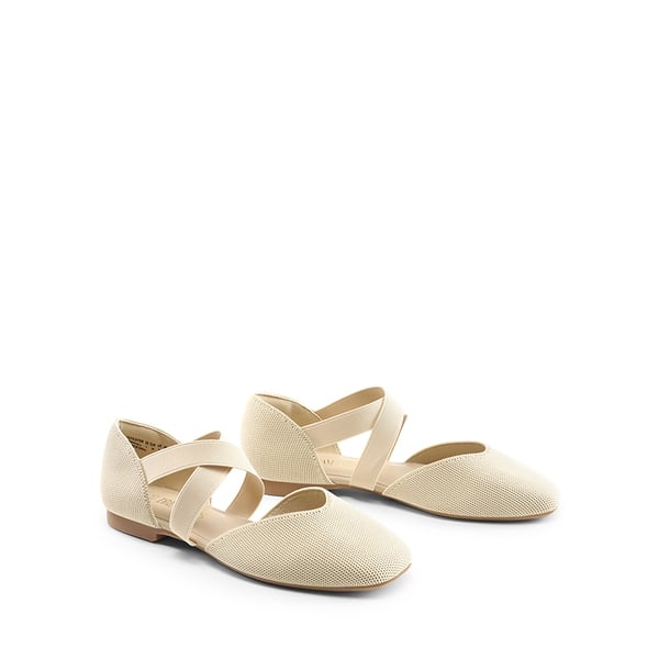 Sustainable Criss Cross Knit Ballet Flats - APRICOT-ECO - 4