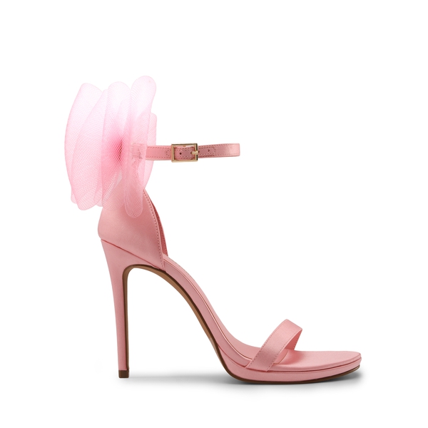 Silky Bow High Stiletto Heel Sandals - PINK - 1