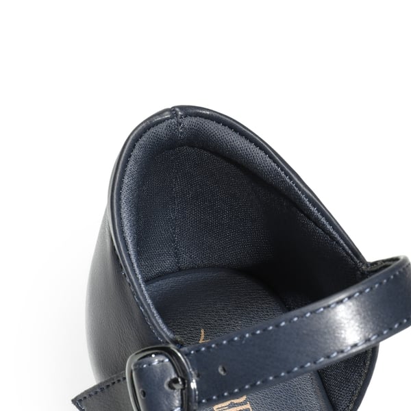 Comfortable Strap Low Block Heel Pumps - NAVY - 5