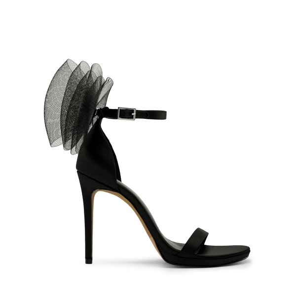 Silky Bow High Stiletto Heel Sandals - BLACK - 1