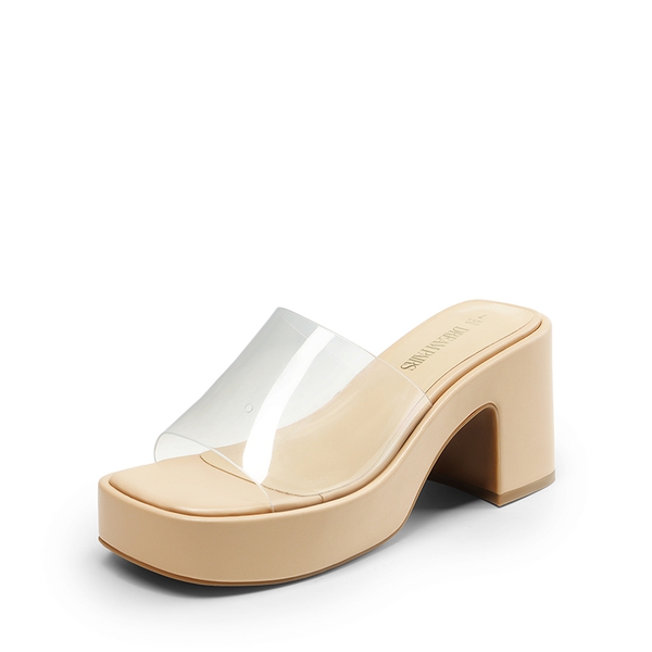 Slip On Chunky Platform Slide Sandals - NUDE-CLEAR -  0