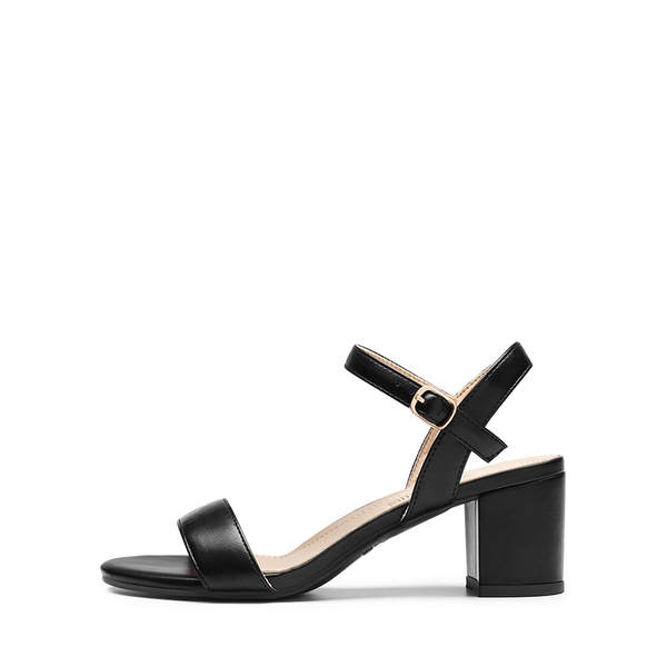 One Strap Open-Toe Chunky Sandals - BLACK-PU - 1