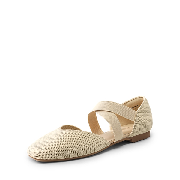 Sustainable Criss Cross Knit Ballet Flats - APRICOT-ECO -  0