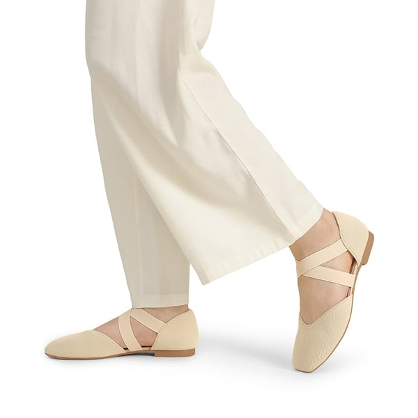 Sustainable Criss Cross Knit Ballet Flats - APRICOT-ECO - 5