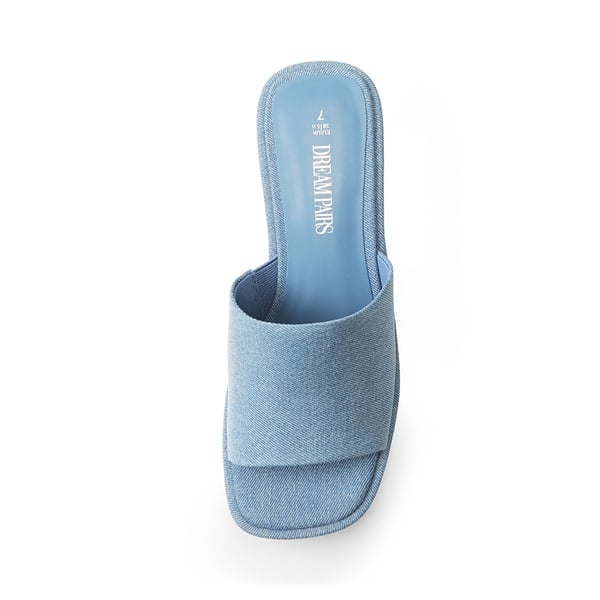 Slip On Chunky Platform Slide Sandals - DENIM BLUE - 2