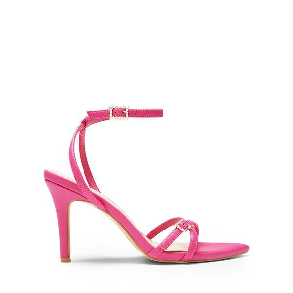 Criss-Cross Strap Stiletto Heel Sandals - HOT PINK-PU - 3