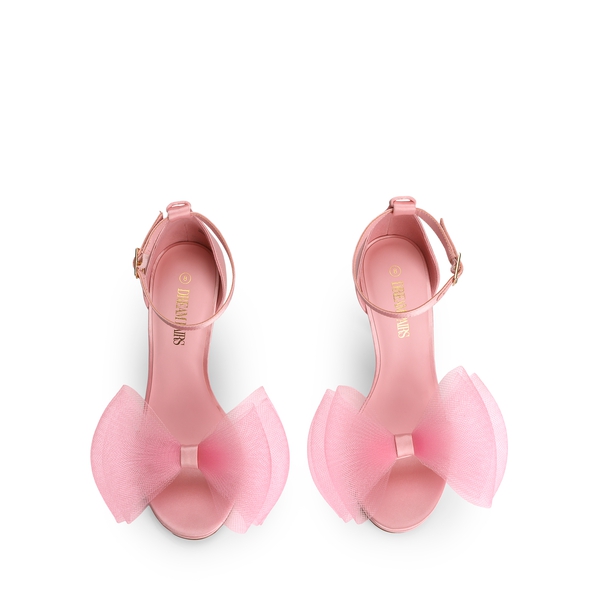 Silky Bow High Stiletto Heel Sandals - PINK - 2