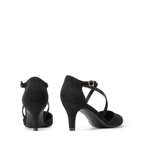 Pointed Toe Kitten Heel Dress Pumps - BLACK-SUEDE - 4