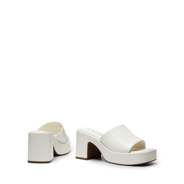 Slip On Chunky Platform Slide Sandals - WHITE-PU - 3