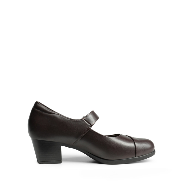 Arch Support Block Mary Jane Pumps - BROWN - 1