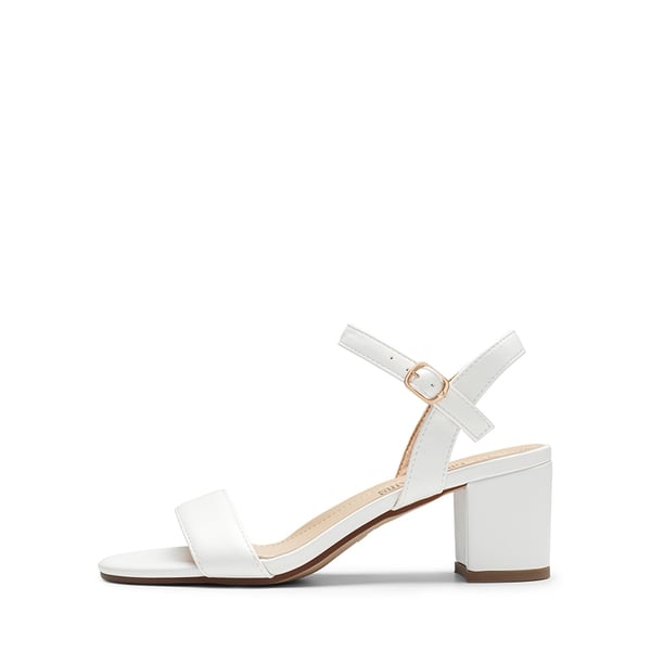 One Strap Open-Toe Chunky Sandals - WHITE-PU - 1