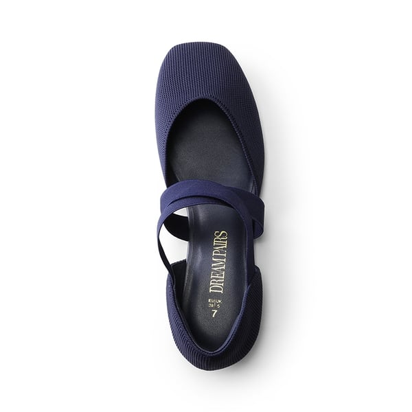 Sustainable Criss Cross Knit Ballet Flats - NAVY-ECO - 2