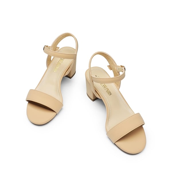 One Strap Open-Toe Chunky Sandals - NUDE-NUBUCK - 3