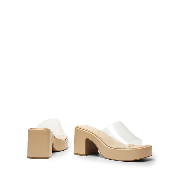 Slip On Chunky Platform Slide Sandals - NUDE-CLEAR - 3
