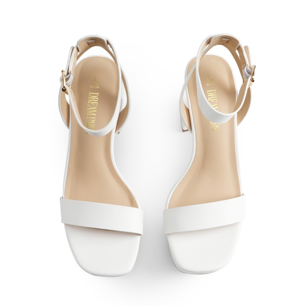 Platform Ankle Strap Chunky Heel Sandals - WHITE-PU - 2