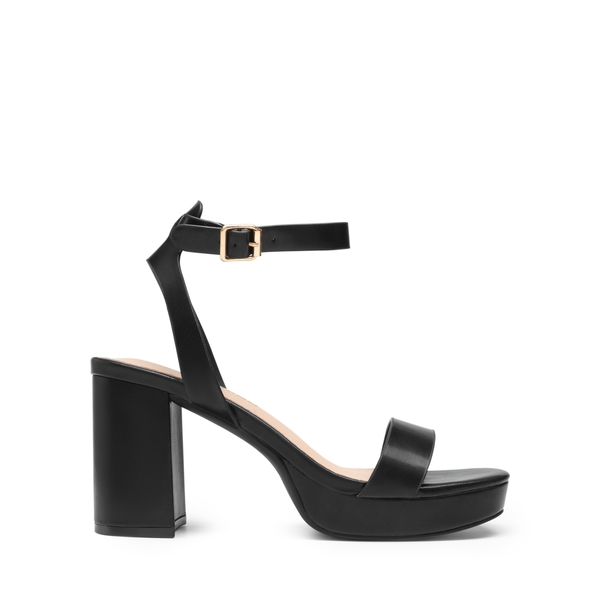 Platform Ankle Strap Chunky Heel Sandals - BLACK-PU - 1