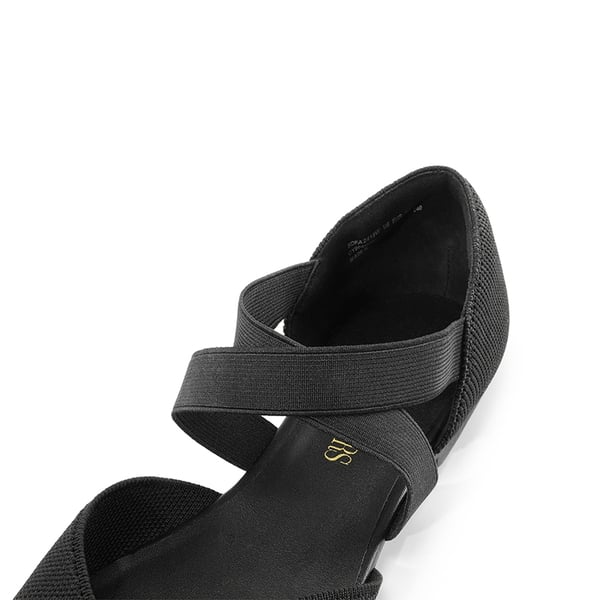 Sustainable Criss Cross Knit Ballet Flats - BLACK-ECO - 3