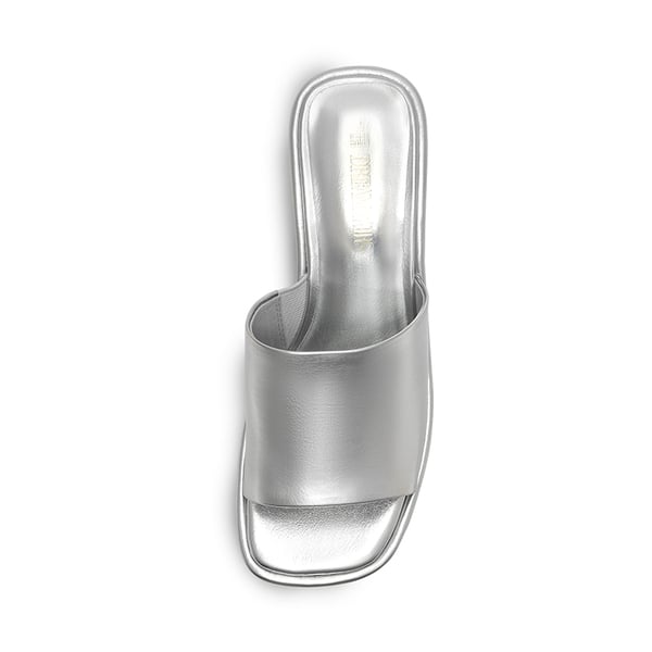 Slip On Chunky Platform Slide Sandals - SILVER-PU - 2