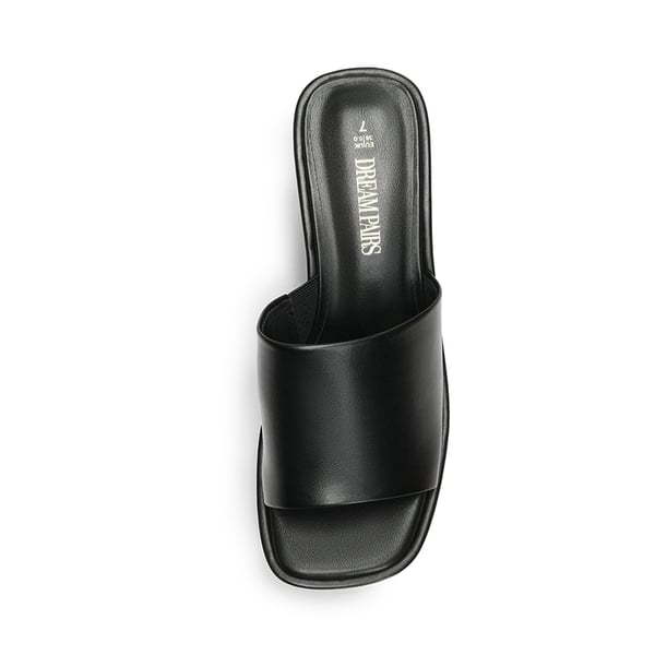 Slip On Chunky Platform Slide Sandals - BLACK-PU - 2