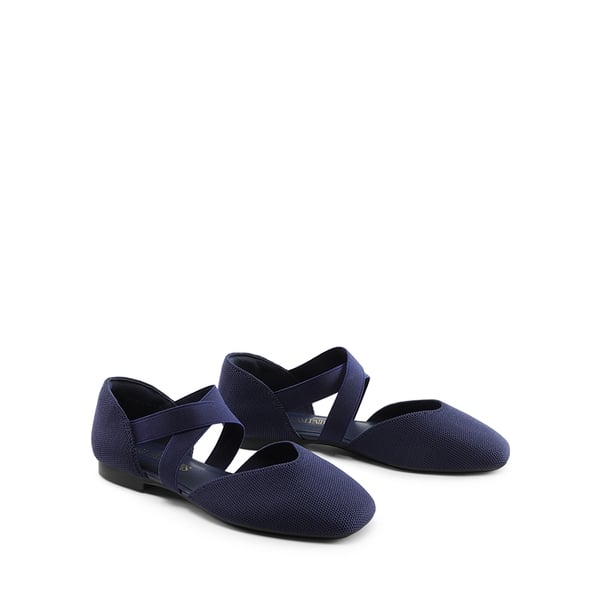 Sustainable Criss Cross Knit Ballet Flats - NAVY-ECO - 4