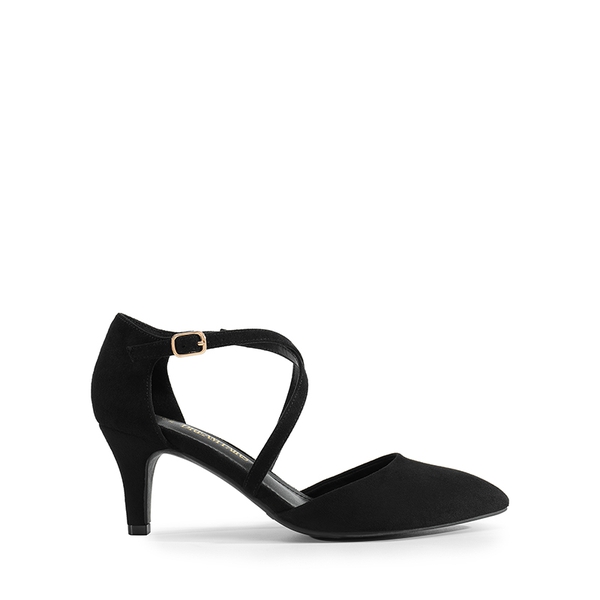 Pointed Toe Kitten Heel Dress Pumps - BLACK-SUEDE - 1
