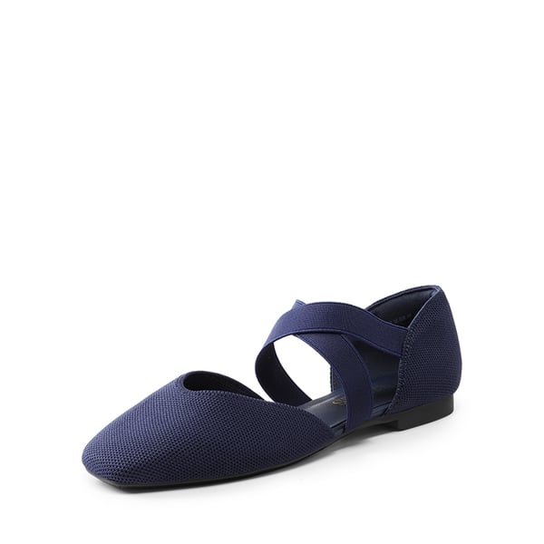 Sustainable Criss Cross Knit Ballet Flats - NAVY-ECO -  0