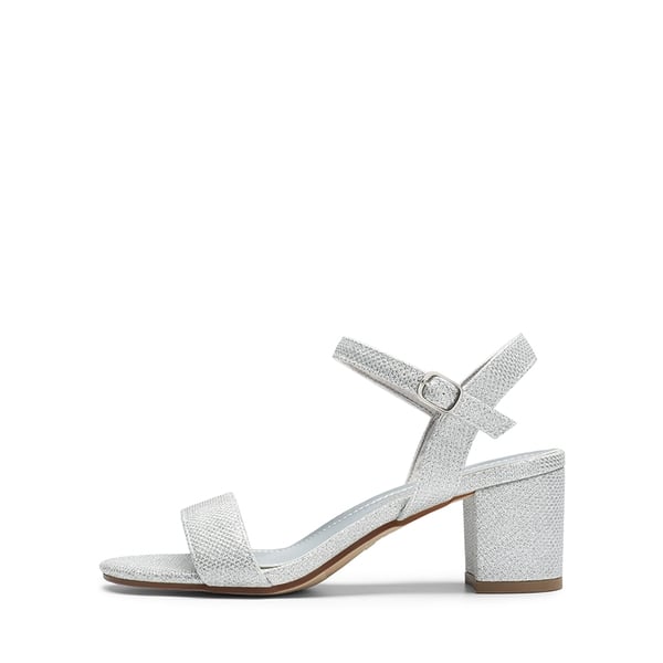 One Strap Open-Toe Chunky Sandals - SILVER-GLITTER - 1