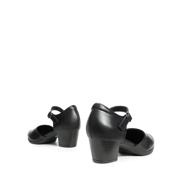 Comfortable Strap Low Block Heel Pumps - BLACK - 3