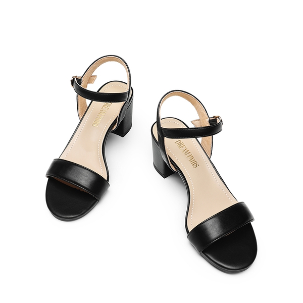 One Strap Open-Toe Chunky Sandals - BLACK-PU - 3