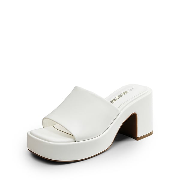 Slip On Chunky Platform Slide Sandals - WHITE-PU -  0