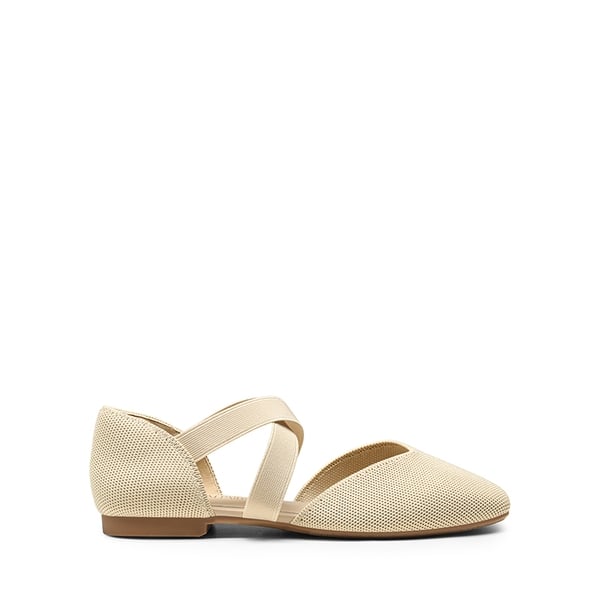 Sustainable Criss Cross Knit Ballet Flats - APRICOT-ECO - 1