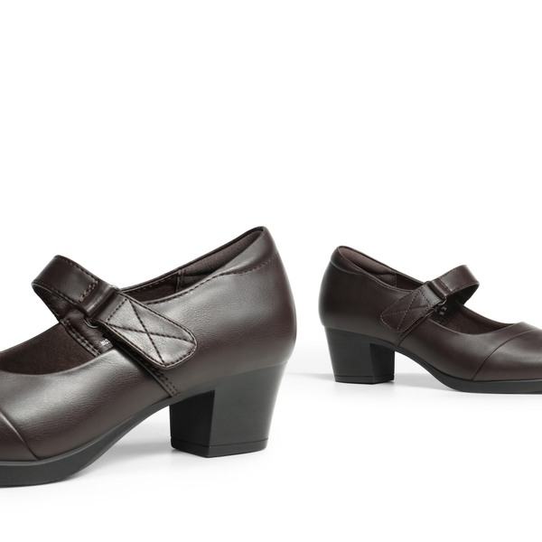 Arch Support Block Mary Jane Pumps - BROWN - 3