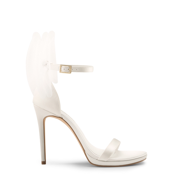Silky Bow High Stiletto Heel Sandals - WHITE - 1