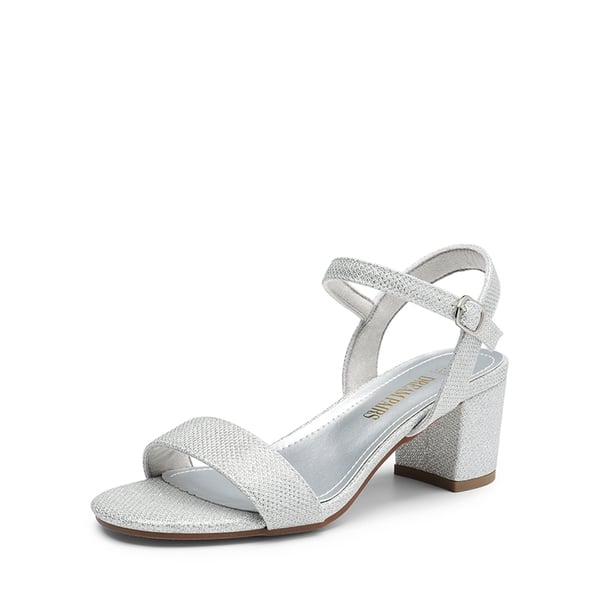 One Strap Open-Toe Chunky Sandals - SILVER-GLITTER -  0
