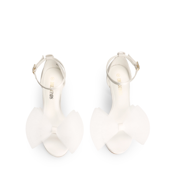 Silky Bow High Stiletto Heel Sandals - WHITE - 2