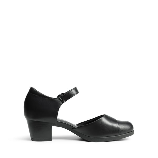 Comfortable Strap Low Block Heel Pumps - BLACK - 1