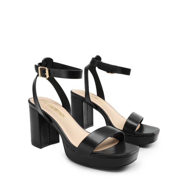 Platform Ankle Strap Chunky Heel Sandals - BLACK-PU - 4