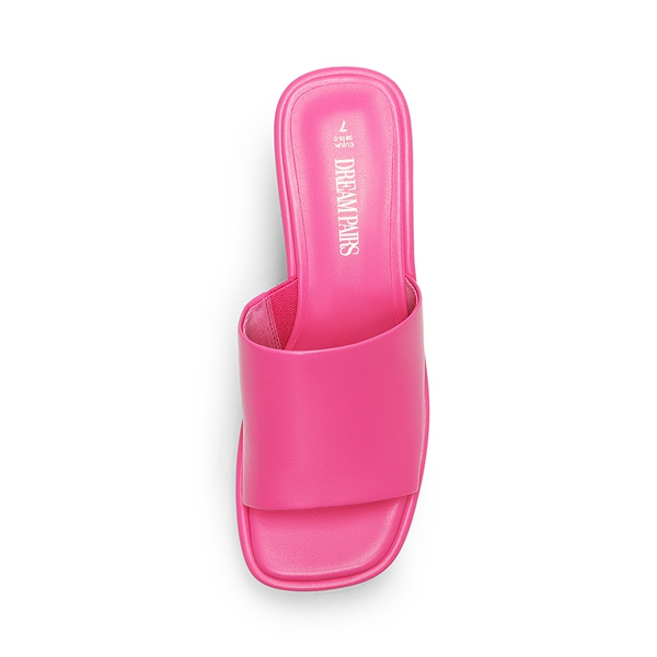 Slip On Chunky Platform Slide Sandals - HOT PINK-PU - 2